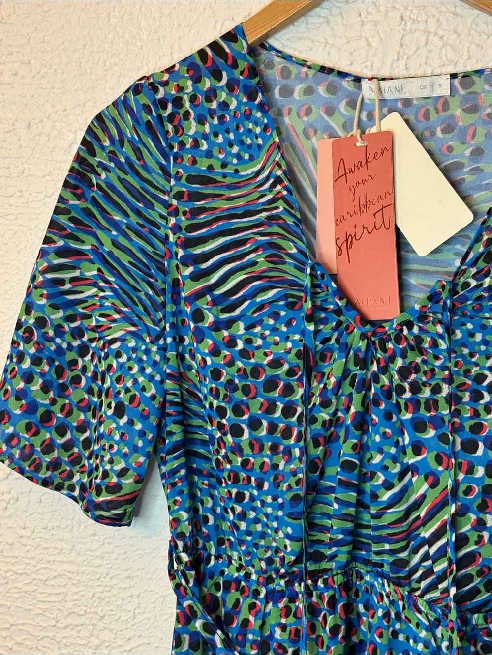Blue Multicolor Printed Swim Coverup Tunic - Picture 4 of 16